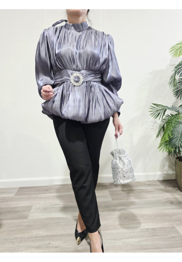 Blusa Satin Luxury Gris