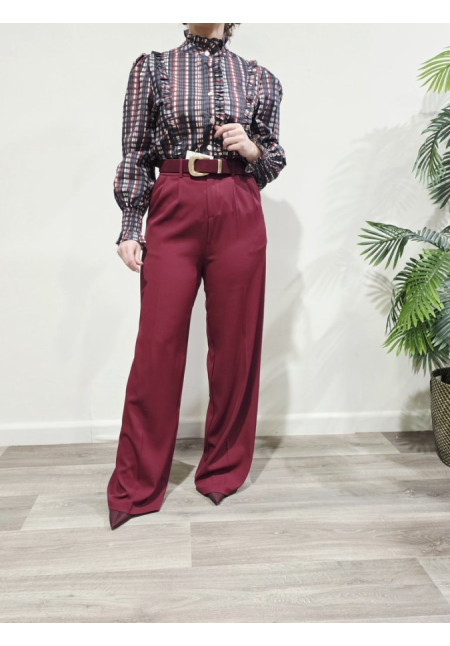 Pantalón Wide Fit Burdeos