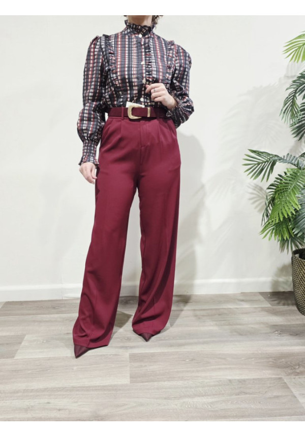 Pantalón Wide Fit Burdeos